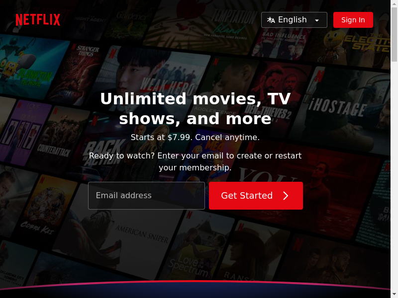 Screenshot of https://netflix.com