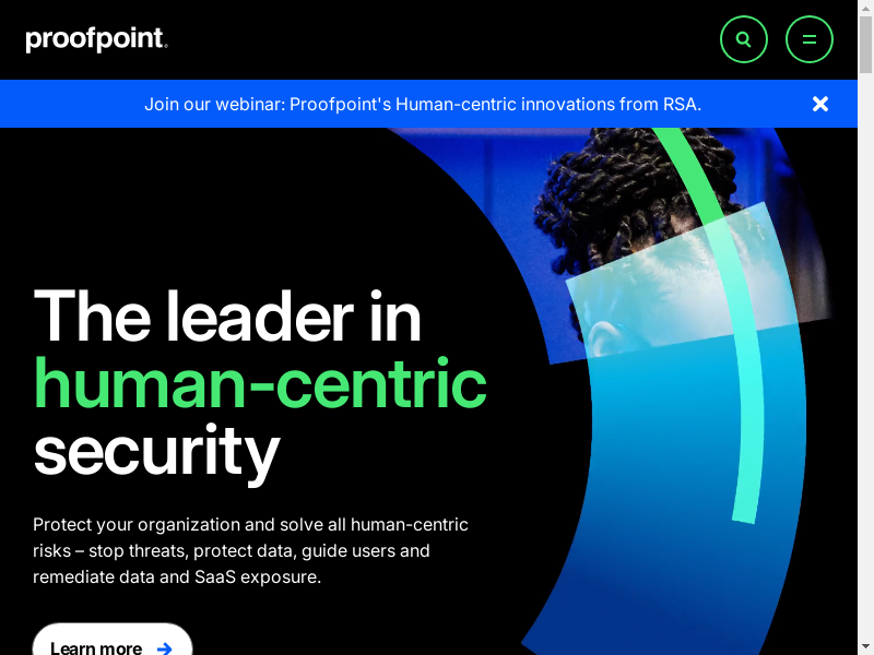 Screenshot of https://proofpoint.com